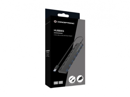 Hub Conceptronic HUBBIES19BP - USB 3.0 de 7 Portas com Alimentação Externa