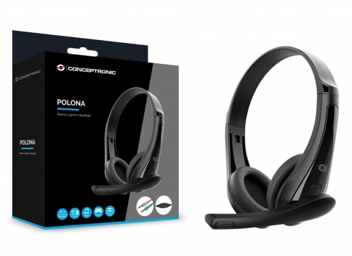 AUSCULTADORES CONCEPTRONIC POLONA06B3T STEREO 3.5MM HEADSET, D