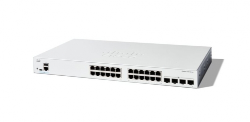 Cisco Catalyst 1200-24T-4X - Interruptor - L3 - inteligente - 24 x 10/100/1000 + 4 x 10Gb Ethernet SFP+ - montável em trilho