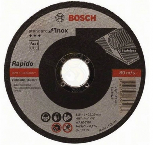 Disco de Corte Inox 115x1x22.3mm Bosch 2608603169