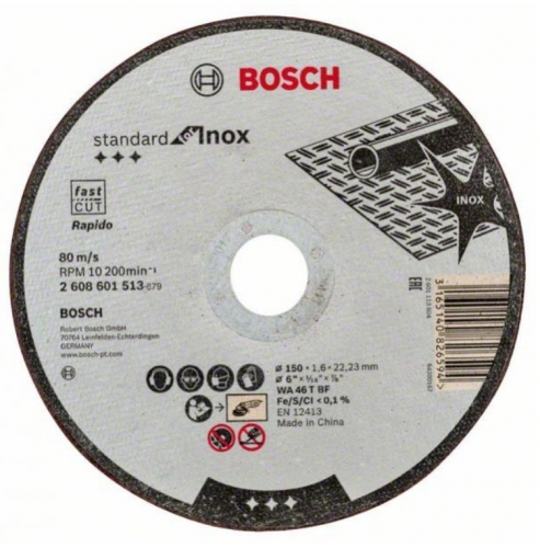 Disco de corte reto "Standard for Inox" WA 46 T BF BOSCH 2608603170