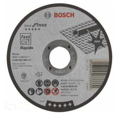 Disco de corte Best for Inox 115x0.8mm BOSCH 2608603486