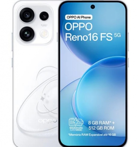 Smartphone OPPO Reno 16 FS 5G 512GB 8GB Pop White - 631001009938