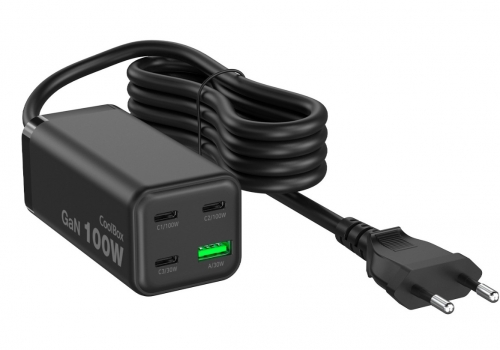 Carregador Portátil ChargeMaster 4 Pro USB / 100W / GaN COOLBOX COO-CUP-100C3AB