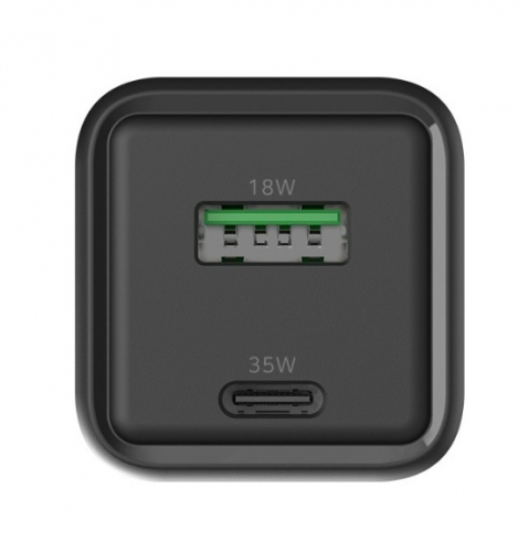 Carregador USB de 35 W com tecnologia GaN preto COOLBOX COO-CUP-35CA-B