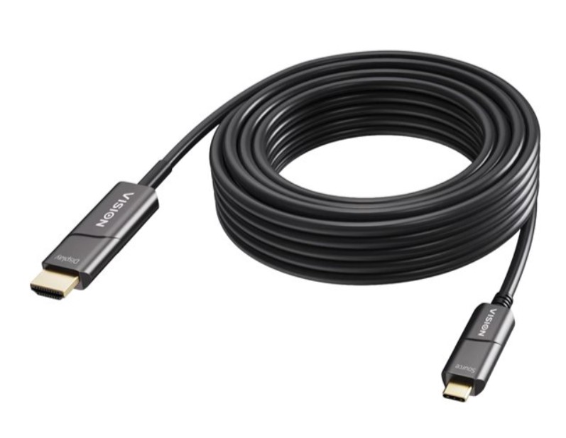 Cabo VISION USB-C para HDMI 4K 60 Hz – 15 m – Fibra Ótica Ativa OM3 – Preto – TC 15MUSBCHDMI+/BL