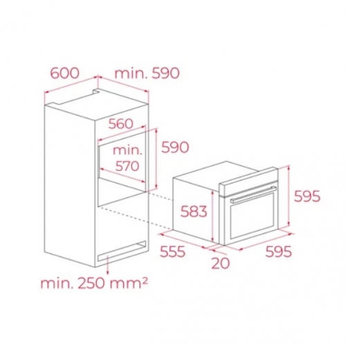 Forno Teka HCB 6165, multifunções, 65 L, 7 funções, Hydroclean, Classe A, Inox.