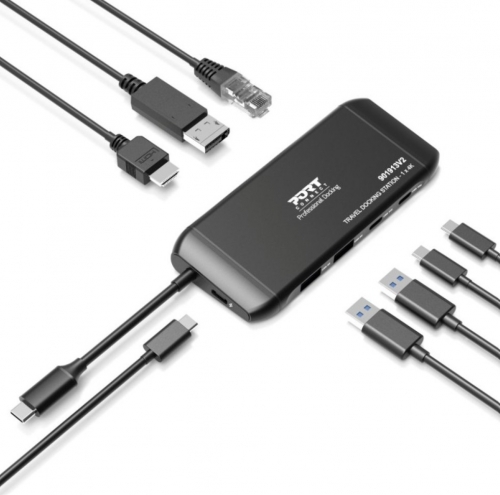 Estação de acoplamento móvel 1 x 4K USB-C 7 dispositivos 100W Port Designs 901913-V2