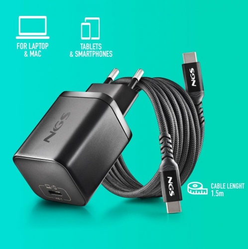 Carregador 65W + Cabo USB-C + 5 Conectores NGS BUD65W-L