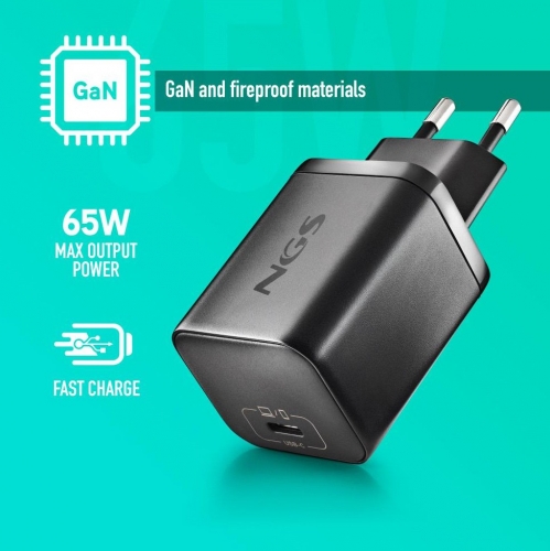 Carregador 65W + Cabo USB-C + 5 Conectores NGS BUD65W-L
