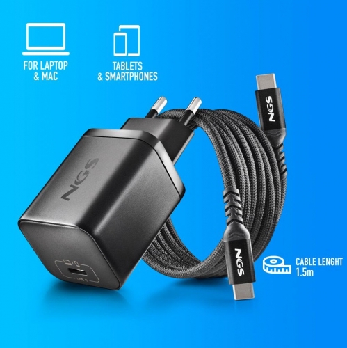 Carregador 65W + Cabo USB-C + 8 Conectores NGS BUD65W-H