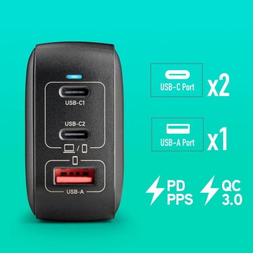Carregador de Parede 100W 2 USB-C+1 USB-A NGS BUD 100W TINY