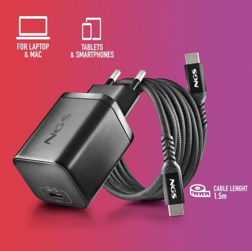 Carregador 65W + Cabo USB-C + 8 Conectores NGS BUD65W-AS