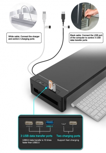 Suporte Ergonómico para Monitor EQUIP 650883 com Hub USB Integrado