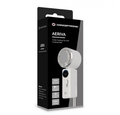 Mini Ventoinha de Mão Recarregável com Placa de Arrefecimento - Conceptronic AERIVA03C TURBO