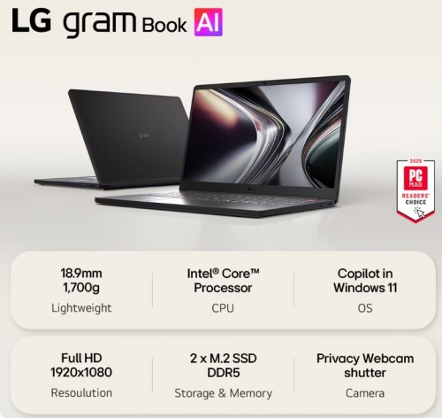 Portátil LG GramBook 15,6", Intel Core Ultra 5 115U, 16 GB , 512 GB , Windows 11 Home Teclado ES – 15U50U-G.AA55BN
