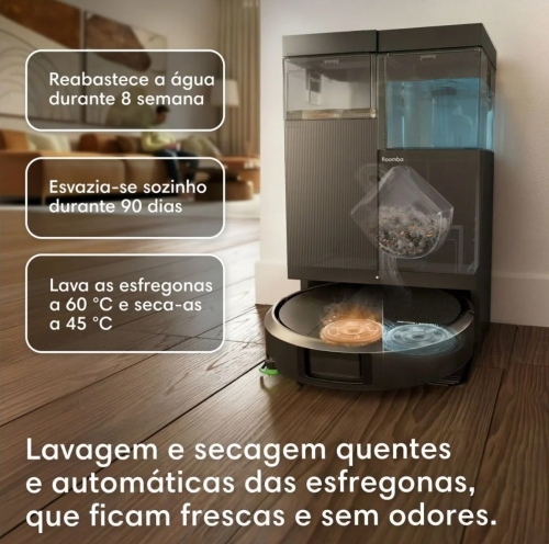 Aspirador robot irobot roomba combo 515 plus + base autowash preto