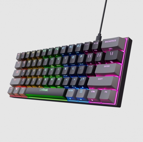 Teclado Gaming Mecânico Trust GXT 867 Acira 60% Mini – Layout PT, RGB, Switches Outemu Red – 26351