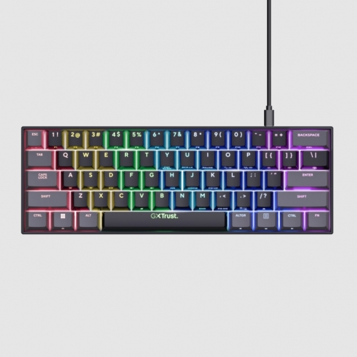 Teclado Gaming Mecânico Trust GXT 867 Acira 60% Mini – Layout PT, RGB, Switches Outemu Red – 26351