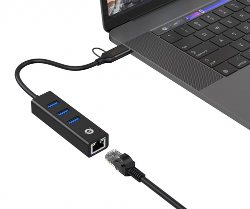 Adaptador de Rede Conceptronic DONN07BA USB-C para Gigabit 