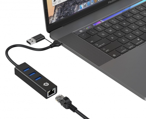 Adaptador de Rede Conceptronic DONN07BA USB-C para Gigabit 