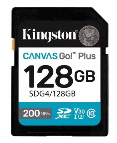 Cartão de memória flash 128 GB Kingston Canvas Go! Plus SDG4/128GBER