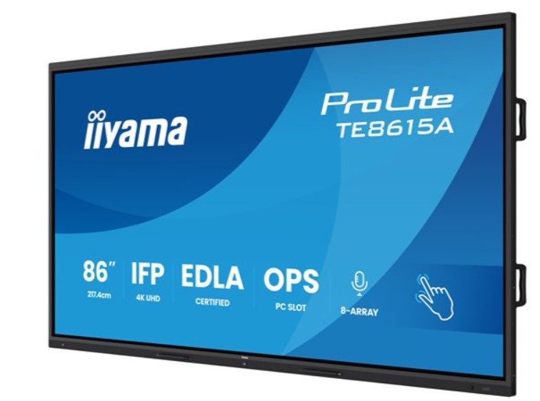Monitor Profissional 86" iiyama ProLite TE8615A-B2AG sinalização digital interativa tátil  4K UHD