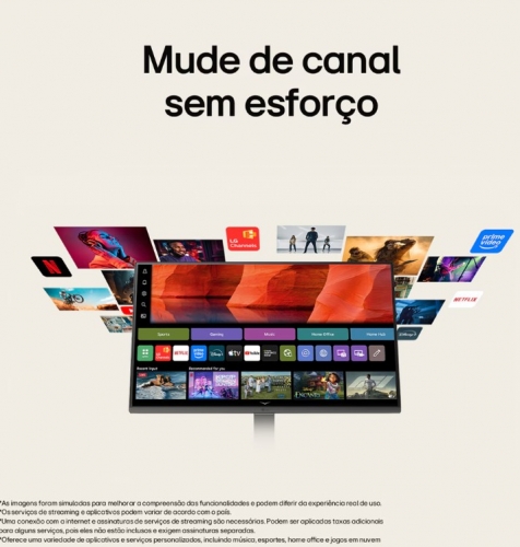 Monitor Smart LG 24U511SB-B – 24" IPS FHD, 120 Hz, webOS, HDMI, USB e Colunas