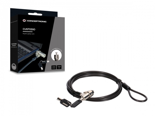 Cadeado Segurança Conceptronic CUSTODIO02BS para Portátil 1,8m Chave Preto
