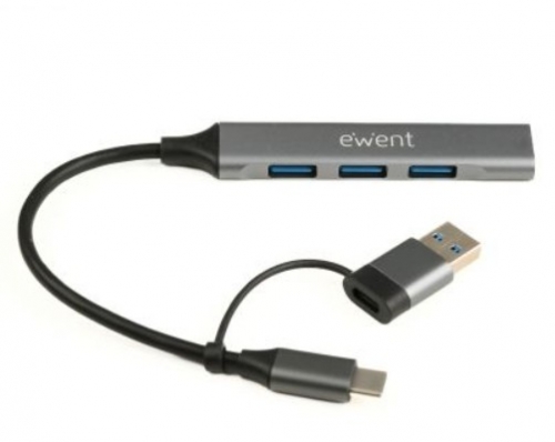 HUB EWENT EW1154 USB-C & USB C/ 3xUSB 1xUSB3.2 ALUMINIO
