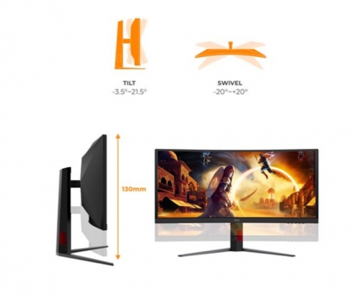 Monitor Gaming AOC CU34G4CA, 34", VA, WQHD, Ultrawide 21:9, 180 Hz, 1 ms, HDMI/DisplayPort, USB – CU34G4CA.