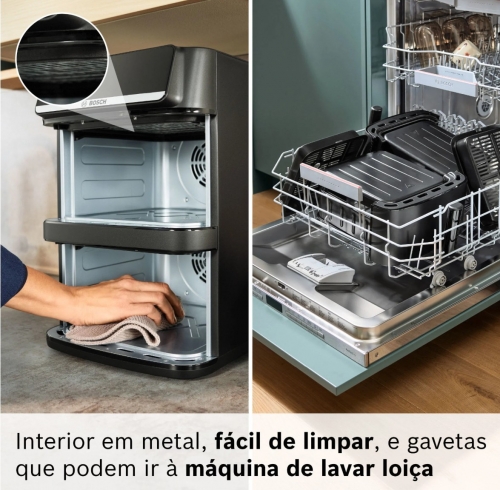 Fritadeira Air Fryer Bosch MAFD661B4 Série 6 12L 2800W Dupla Gaveta