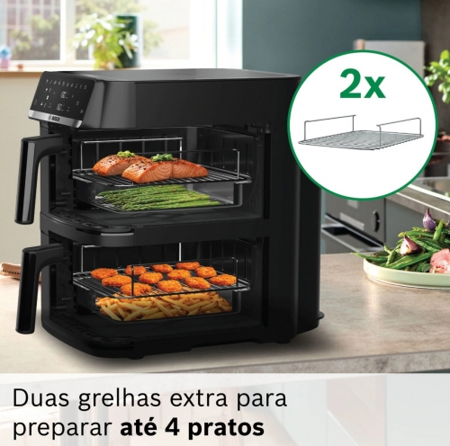 Fritadeira Air Fryer Bosch MAFD661B4 Série 6 12L 2800W Dupla Gaveta