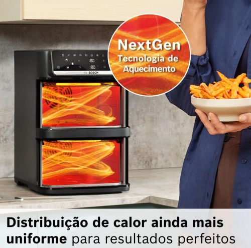 Fritadeira Air Fryer Bosch MAFD661B4 Série 6 12L 2800W Dupla Gaveta