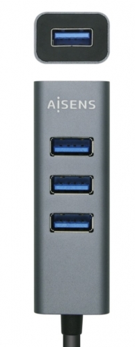 HUB AISENS A106-0507- USB 3.0 ALUMINIO TIPO A/M-4XTIPO A/H GRIS 10CM
