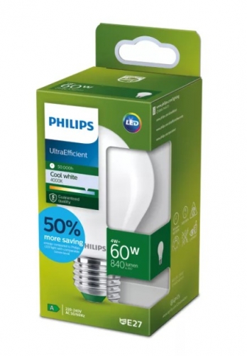 Lâmpada LED Philips UltraEfficient A60 E27 – 4W | 840 lm | 4000K