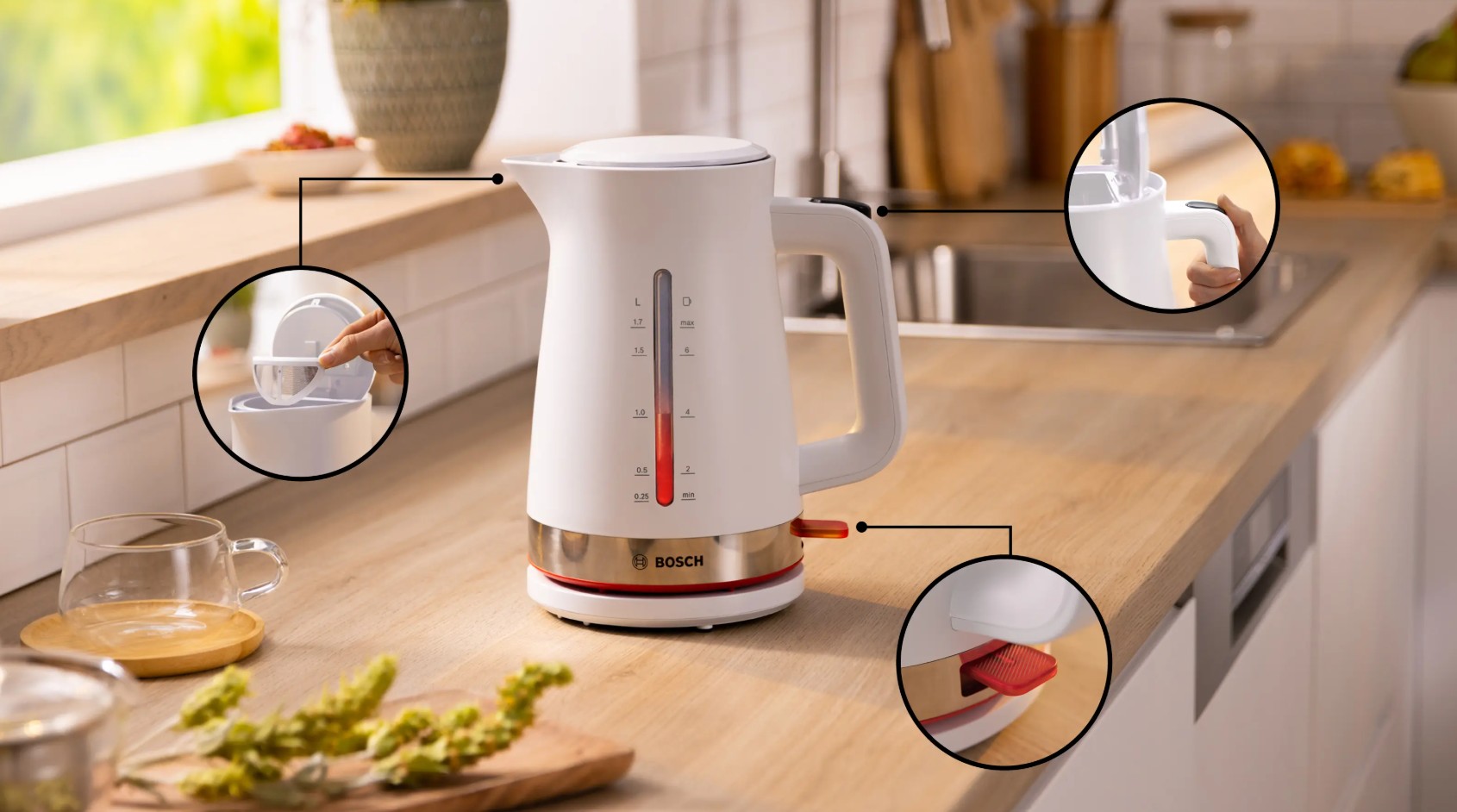 Jarro elétrico Bosch TWK4M221 MyMoment 1,7 L 2400 W Branco