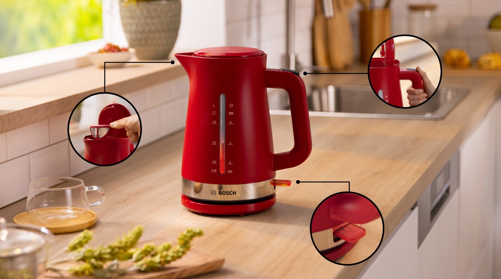 Jarro elétrico Bosch TWK4M224 MyMoment 1,7 L 2400 W vermelho