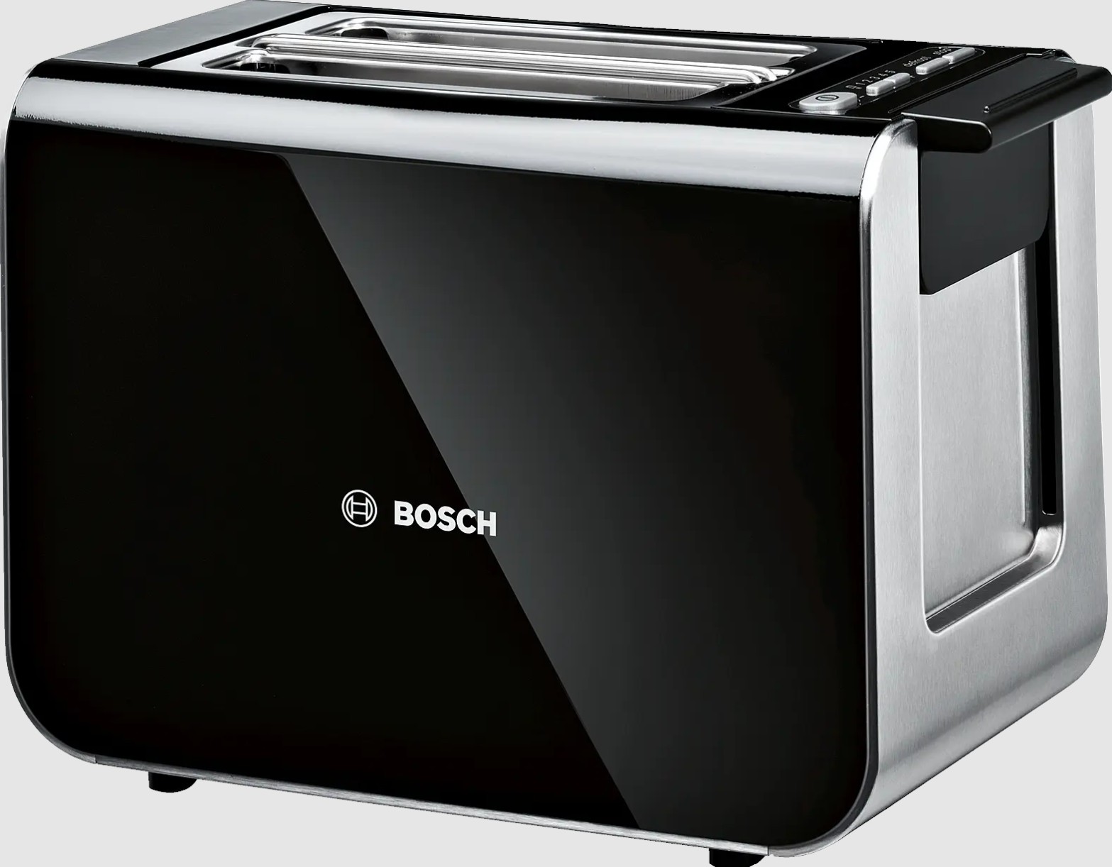 Torradeira Bosch Styline TAT8613N, 2 fatias, 860 W, 9 níveis, LED, Preto/Inox.