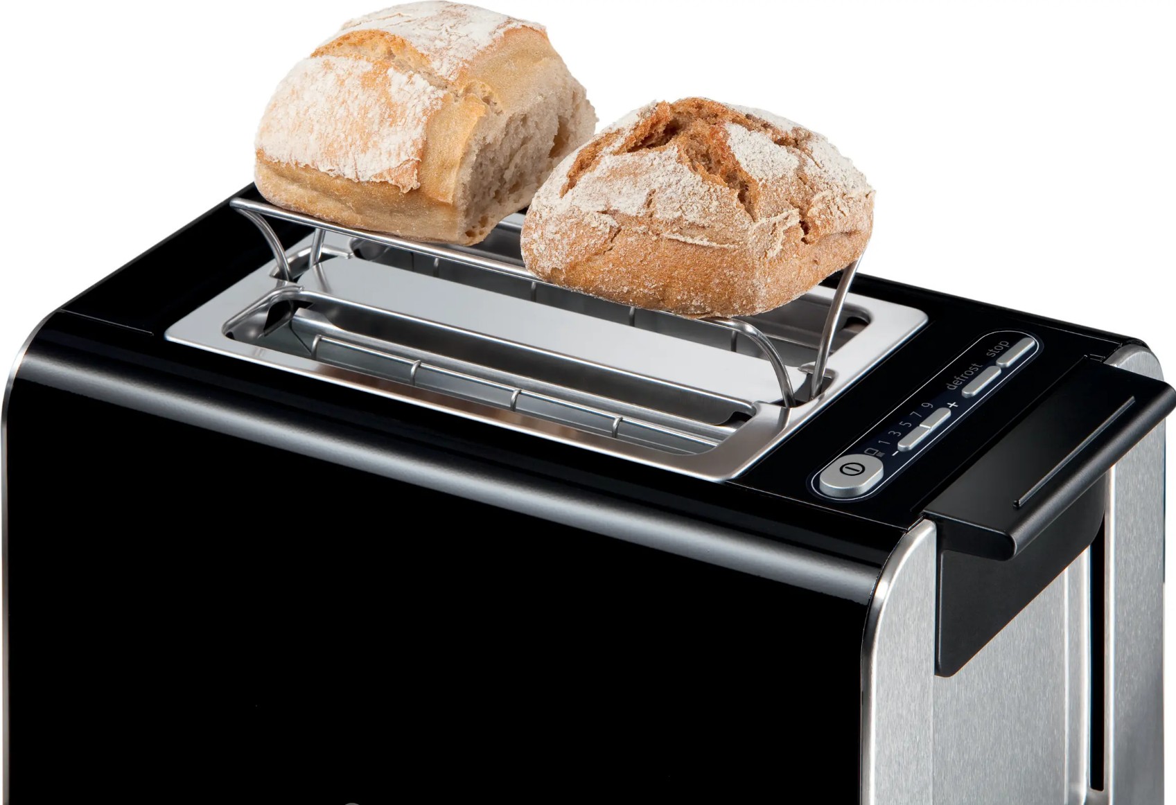Torradeira Bosch Styline TAT8613N, 2 fatias, 860 W, 9 níveis, LED, Preto/Inox.