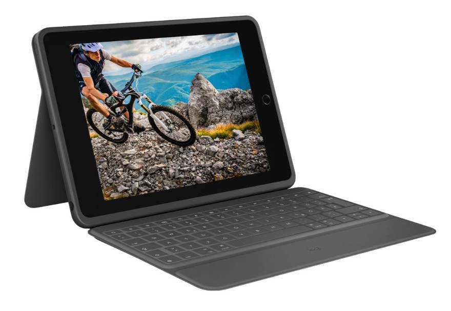 Teclado Logitech Rugged Folio para iPad (920-011206) – Capa com Teclado, Smart Connector, QWERTY Reino Unido, Grafite