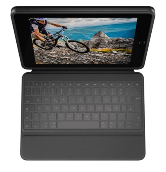 Teclado Logitech Rugged Folio para iPad (920-011206) – Capa com Teclado, Smart Connector, QWERTY Reino Unido, Grafite