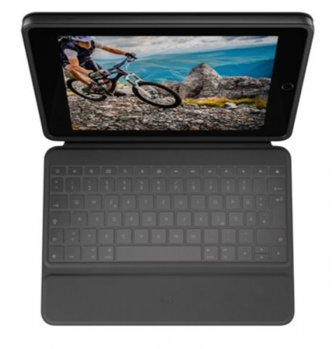 Teclado Logitech Rugged Folio para iPad (920-011206) – Capa com Teclado, Smart Connector, QWERTY Reino Unido, Grafite