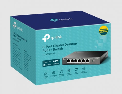 Switch TP-Link TL-SG1006PP – 6 Portas Gigabit, 3× PoE+ e 1× PoE++