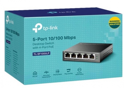 Switch Fast Ethernet 5 Portas com 4 Portas PoE - TP-Link TL-SF1005LP