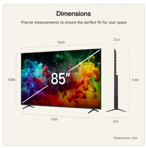 TV LG 85QNED72B6A – 85" QNED Mini LED 4K AI Smart TV | α7 AI Processor 4K Gen9 | webOS