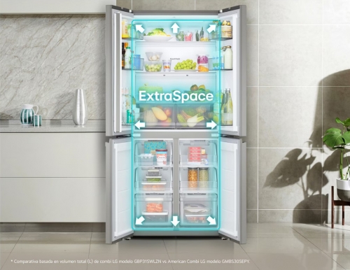 Frigorífico Combinado SIDE BY SIDE LG GMBS30SEPY Multi Door 580 L – No Frost, Inox, Wi-Fi ThinQ,