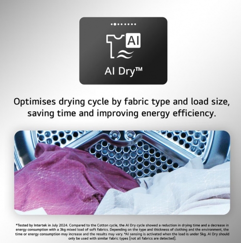 Máquina de Secar Roupa LG RHX7010TWB – 10 kg, Bomba de Calor DUAL Inverter, AI Dry, Wi-Fi, TurboDry, 
