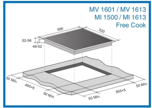 Placa de Indução Encastre MEIRELES MI1400 – 4 Zonas, 7000 W, Touch Control, Booster