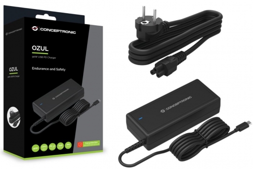 Carregador Portátil Universal Conceptronic GaN USB-C 90W – OZUL10BE
